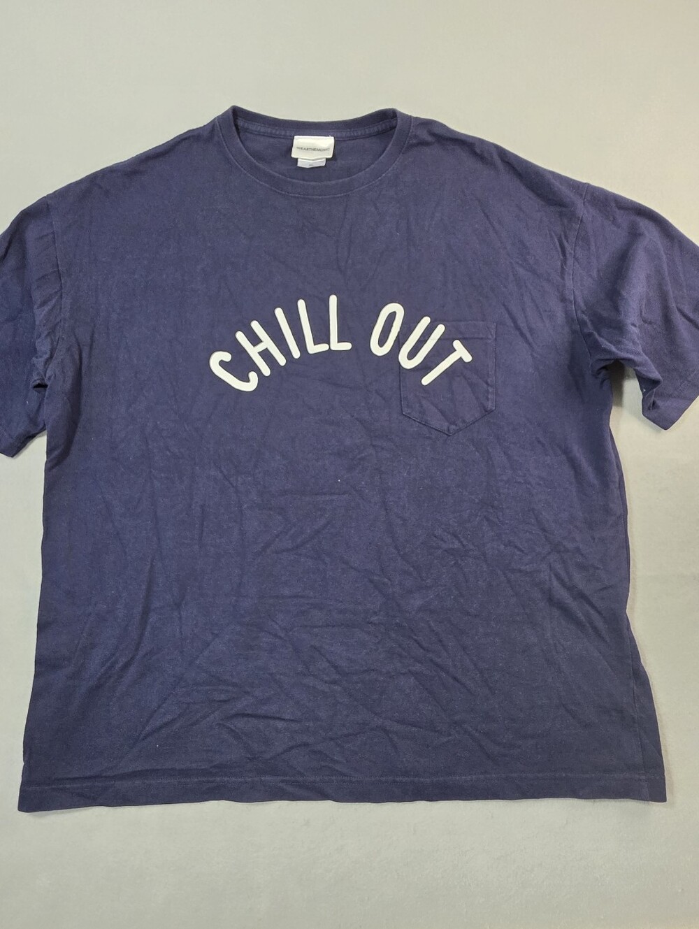 Wear The Music Men's Navy 'Chill Out' Graphic Pocket T-Shirt XL